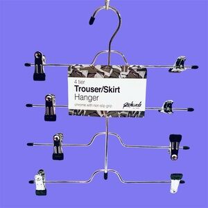 Adjustable Space-Saving Sturdy Metal Skirt Pant 4-Tier Clothes Hangers 8-Clamps